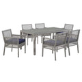 Aura 7 Piece Outdoor Patio Wicker Rattan Set - Gray Navy