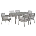 Aura 7 Piece Outdoor Patio Wicker Rattan Set - Gray White