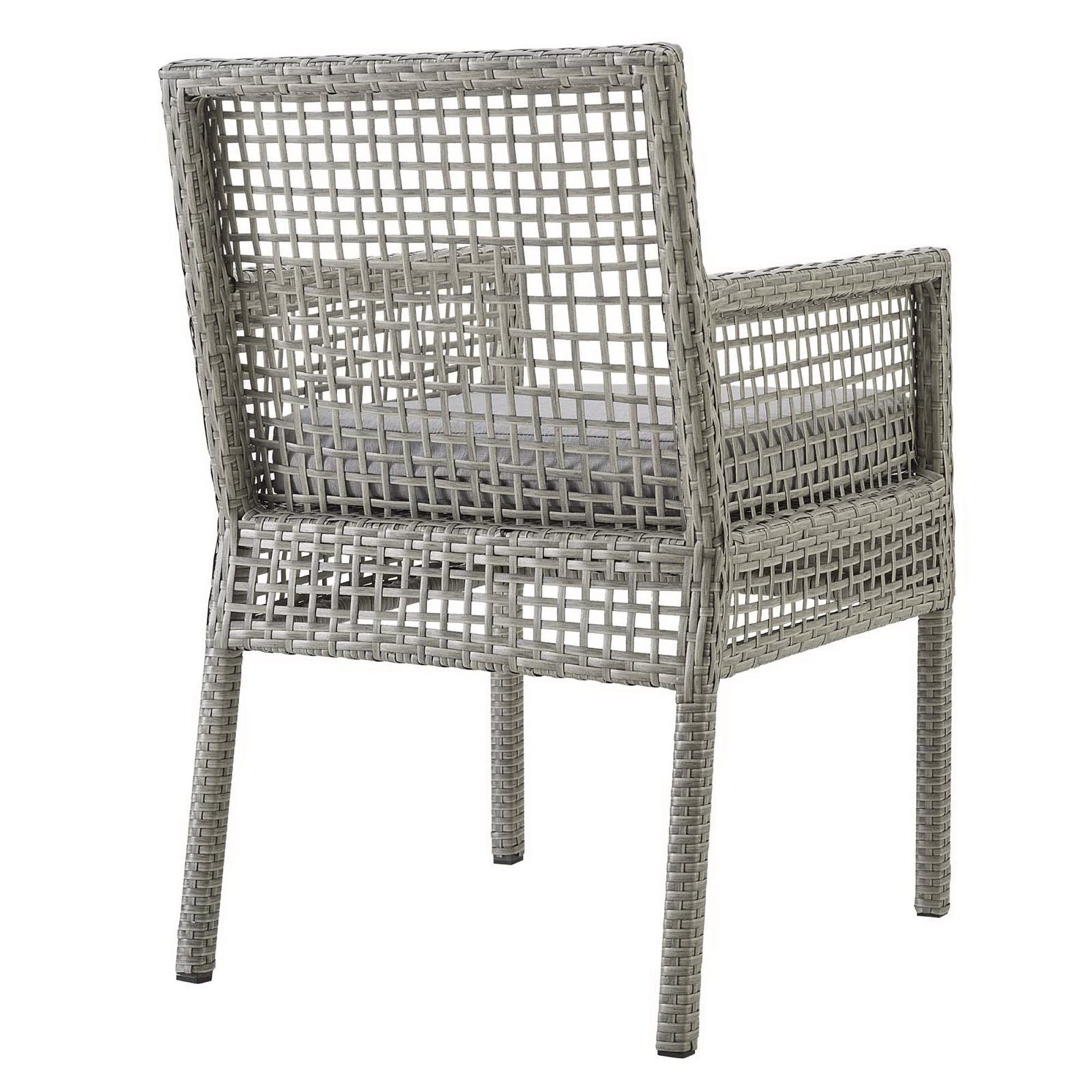 Aura Outdoor Patio Wicker Rattan Dining Armchair Set of 2 - Gray Gray
