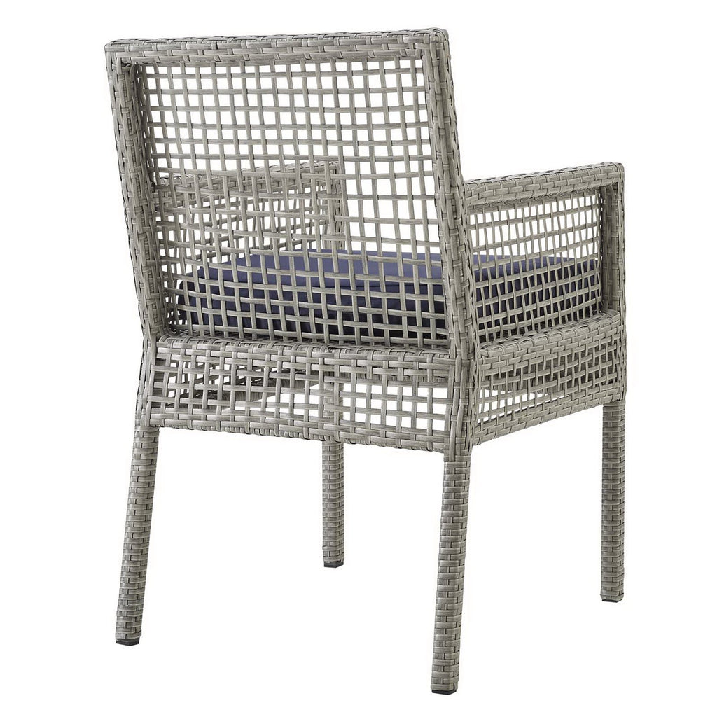 Aura Outdoor Patio Wicker Rattan Dining Armchair Set of 2 - Gray Navy