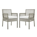 Aura Outdoor Patio Wicker Rattan Dining Armchair Set of 2 - Gray White