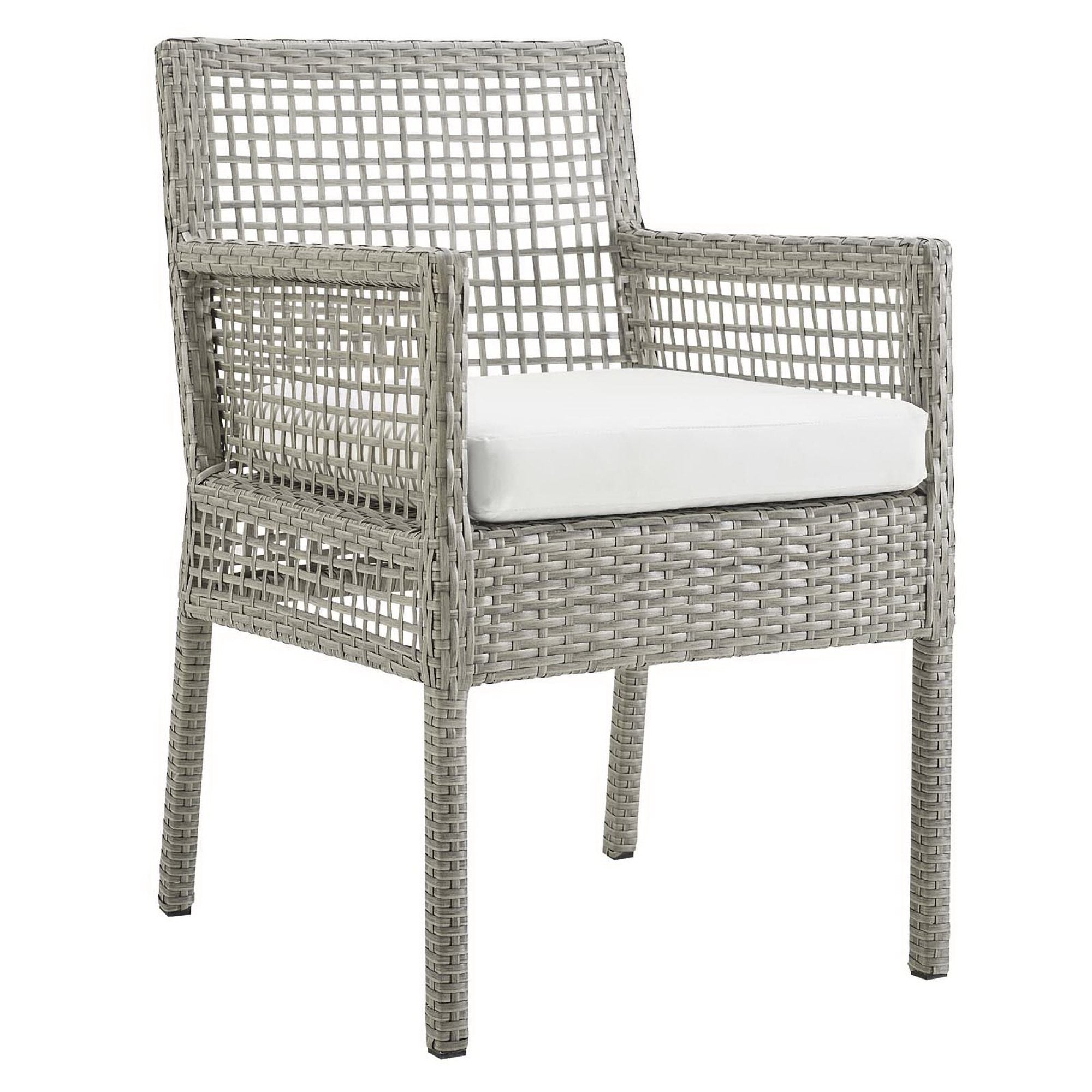 Aura Outdoor Patio Wicker Rattan Dining Armchair Set of 2 - Gray White