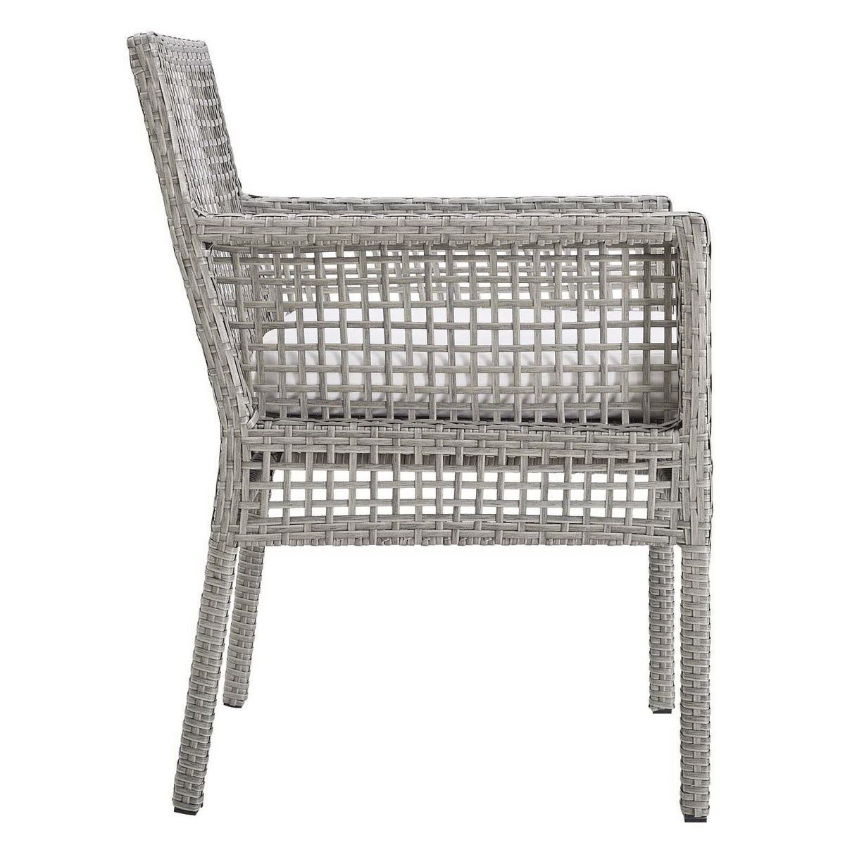 Aura Outdoor Patio Wicker Rattan Dining Armchair Set of 2 - Gray White