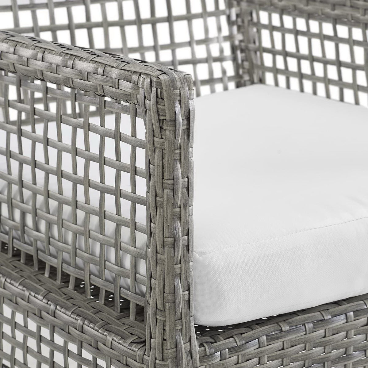 Aura Outdoor Patio Wicker Rattan Dining Armchair Set of 2 - Gray White
