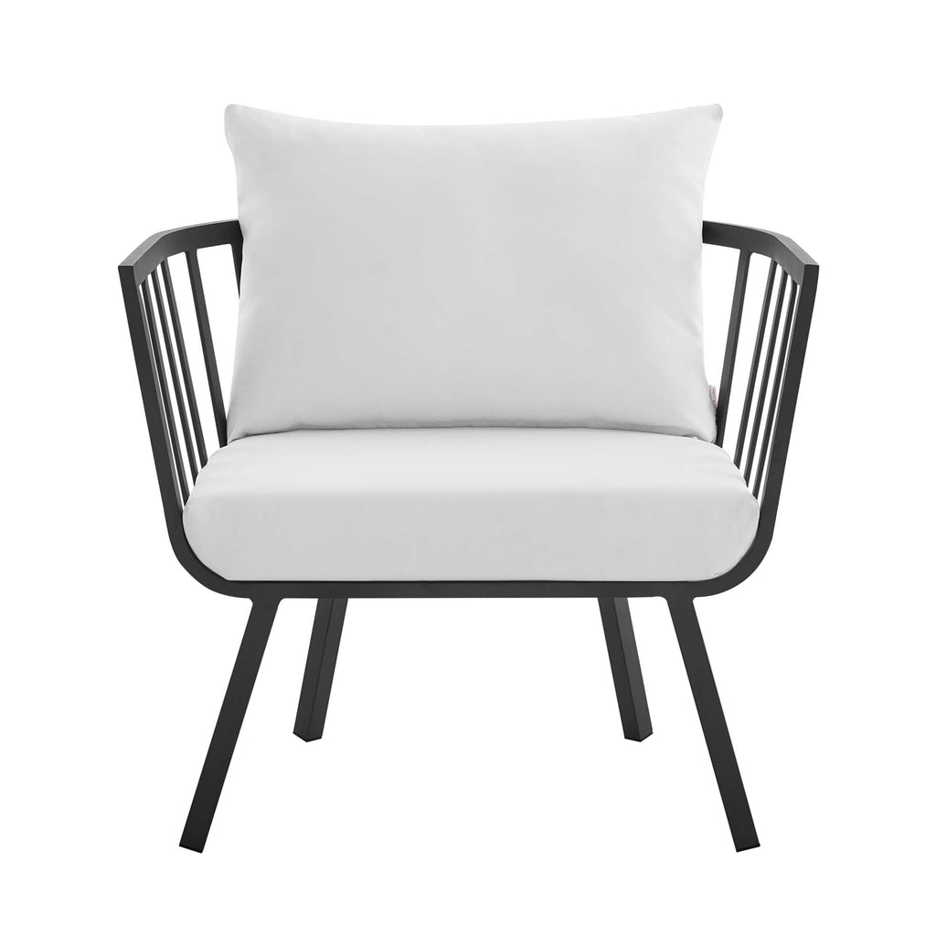 Riverside Outdoor Patio Aluminum Armchair - Gray White