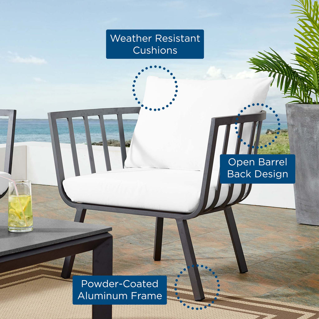 Riverside Outdoor Patio Aluminum Armchair - Gray White