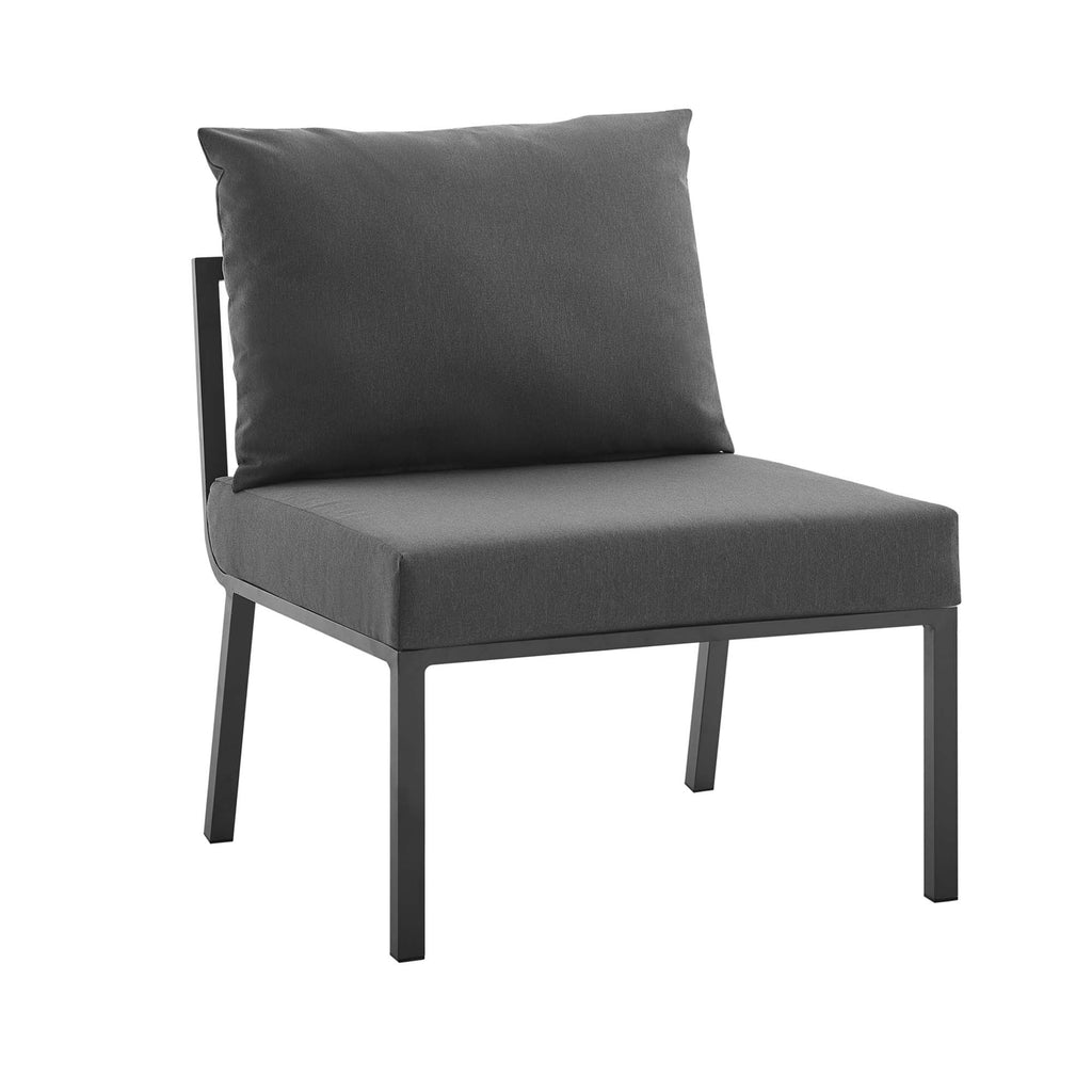 Riverside Outdoor Patio Aluminum Armless Chair - Gray Charcoal