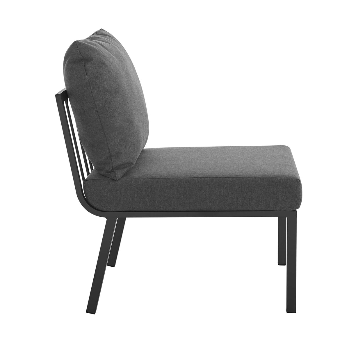 Riverside Outdoor Patio Aluminum Armless Chair - Gray Charcoal