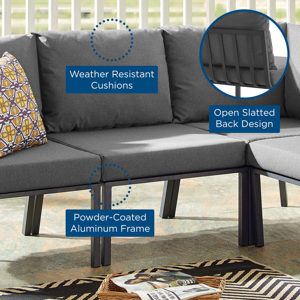 Riverside Outdoor Patio Aluminum Armless Chair - Gray Charcoal