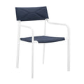 Raleigh Stackable Outdoor Patio Aluminum Dining Armchair - White Navy