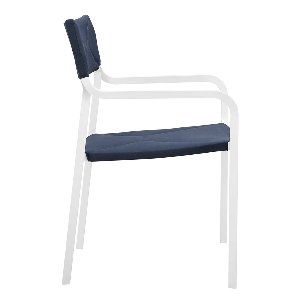 Raleigh Stackable Outdoor Patio Aluminum Dining Armchair - White Navy