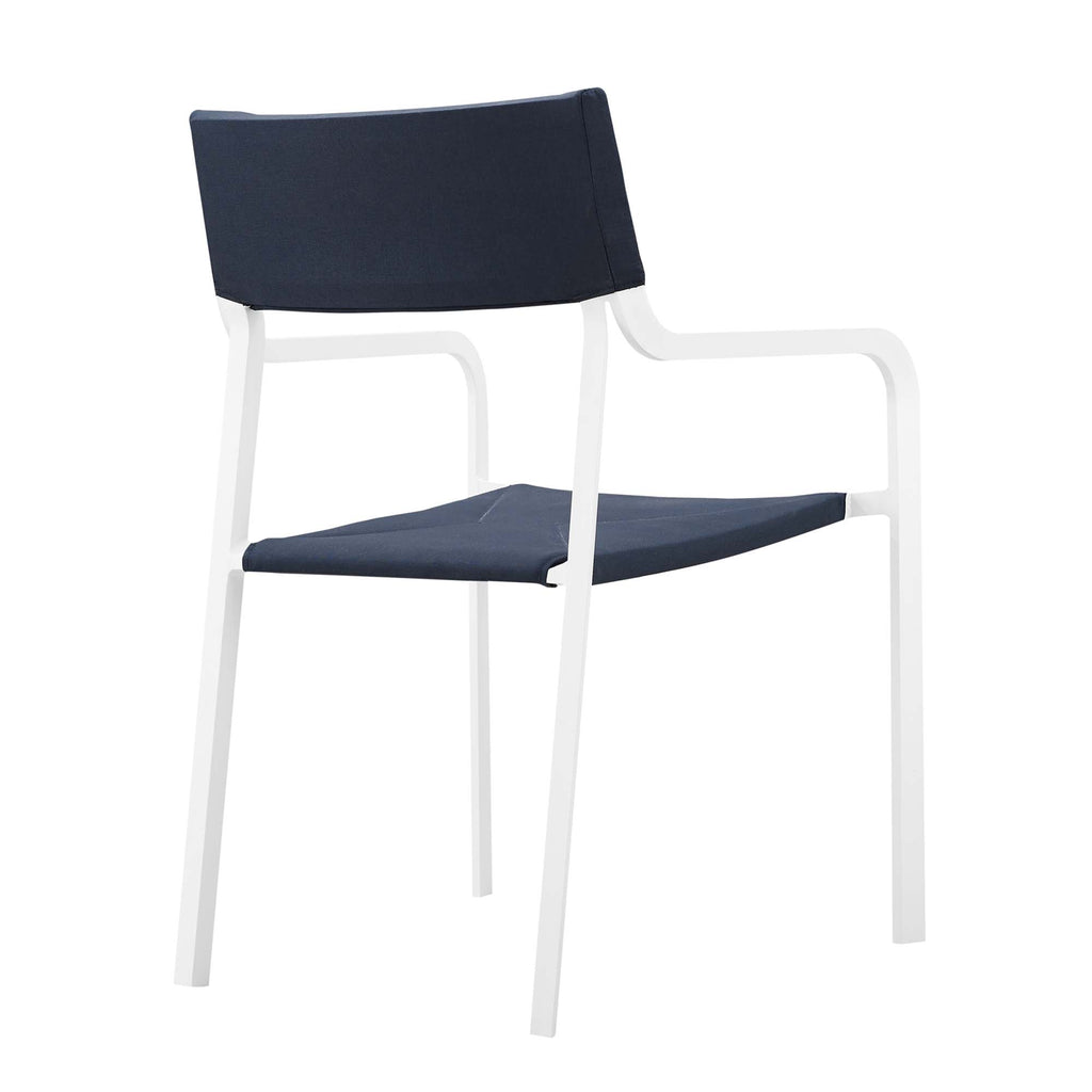 Raleigh Stackable Outdoor Patio Aluminum Dining Armchair - White Navy