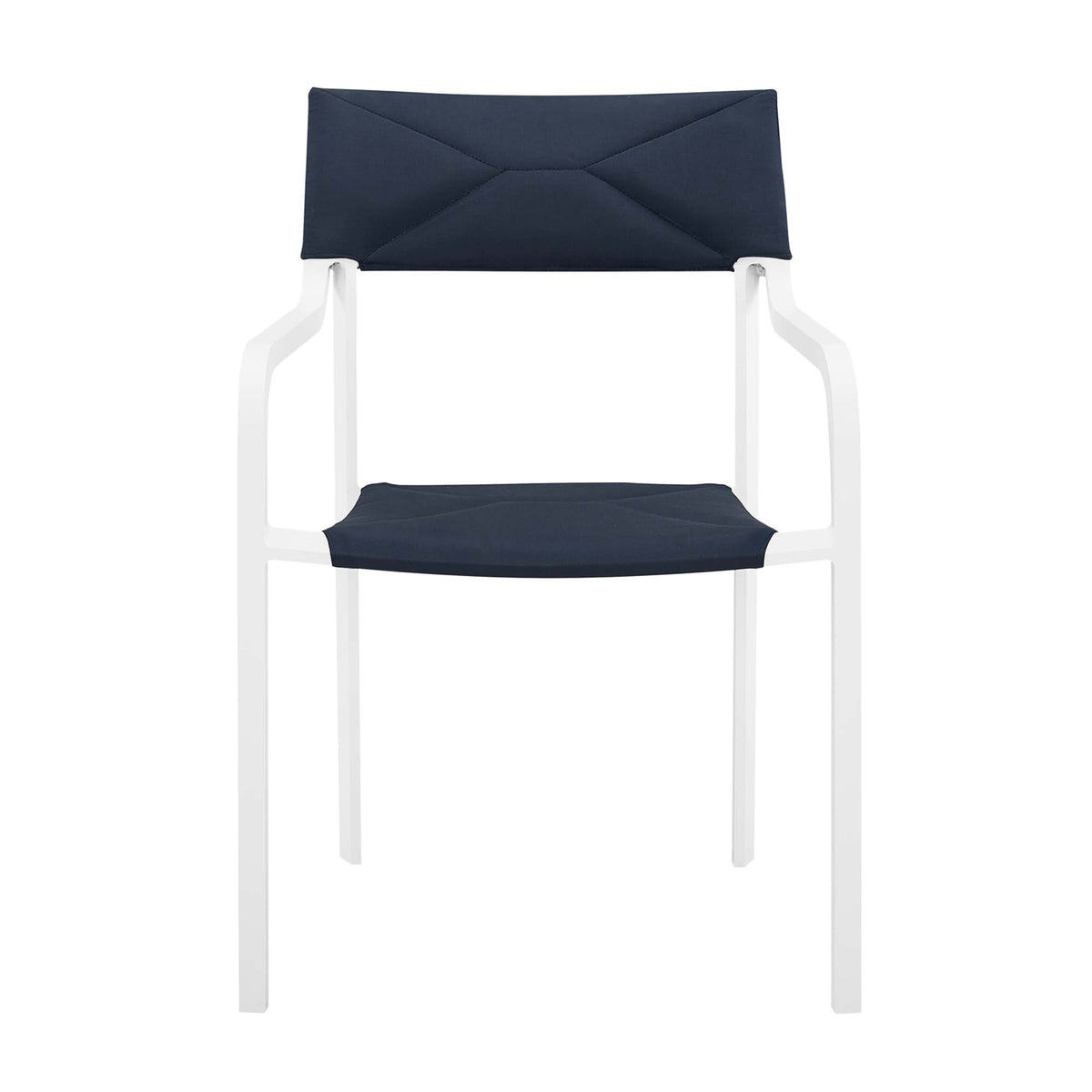 Raleigh Stackable Outdoor Patio Aluminum Dining Armchair - White Navy