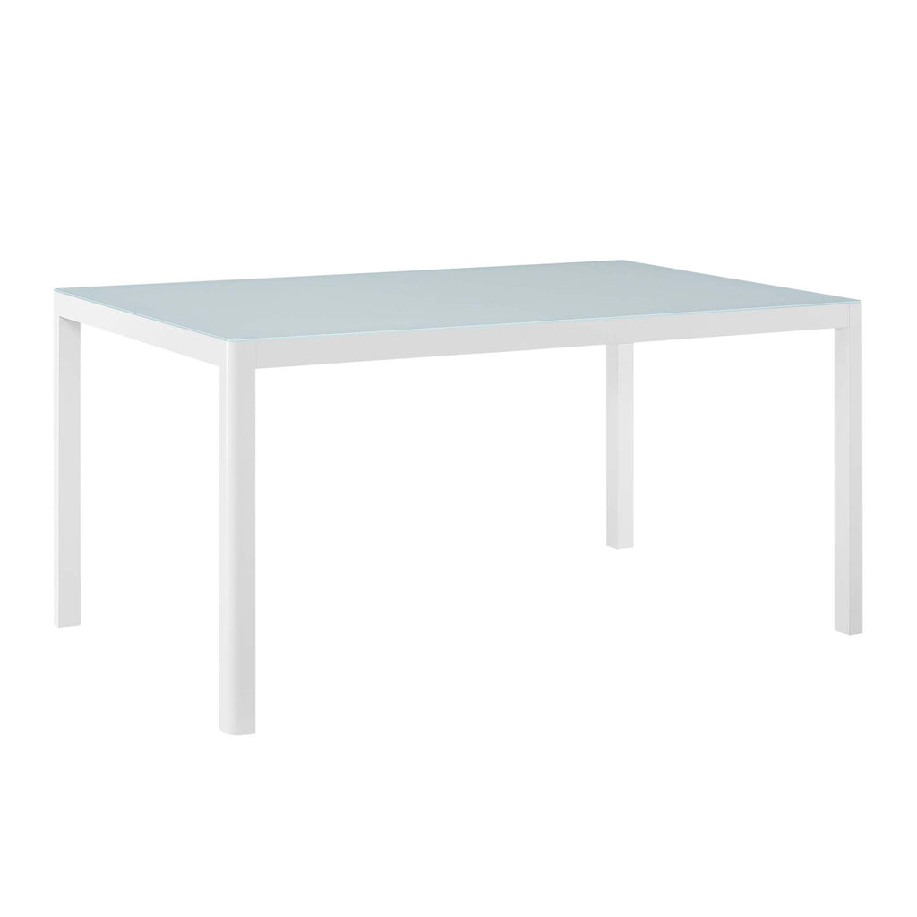 Raleigh 59" Outdoor Patio Aluminum Dining Table - White