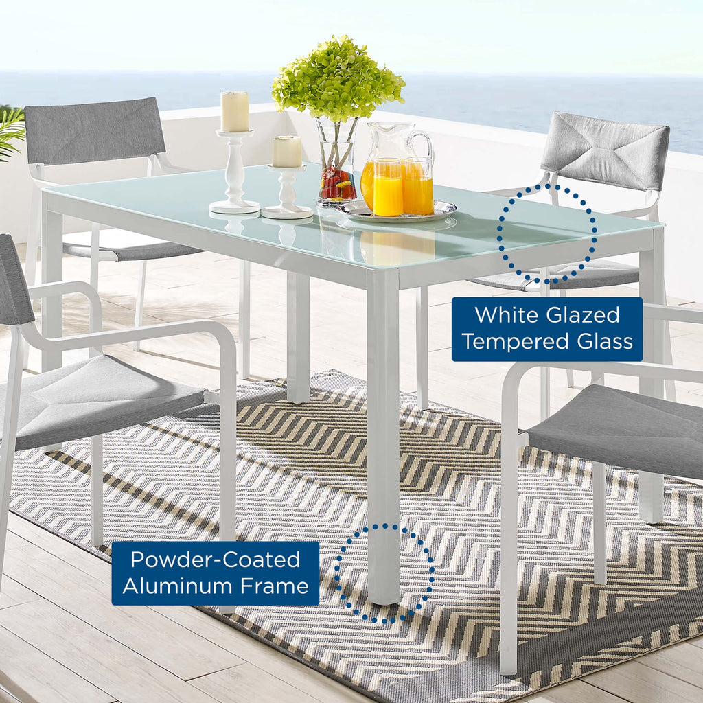 Raleigh 59" Outdoor Patio Aluminum Dining Table - White