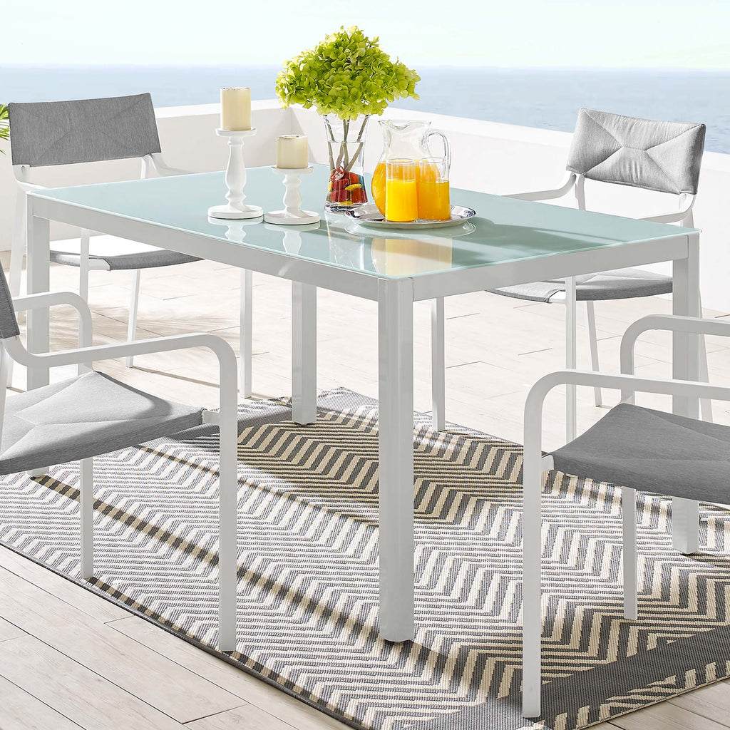 Raleigh 59" Outdoor Patio Aluminum Dining Table - White