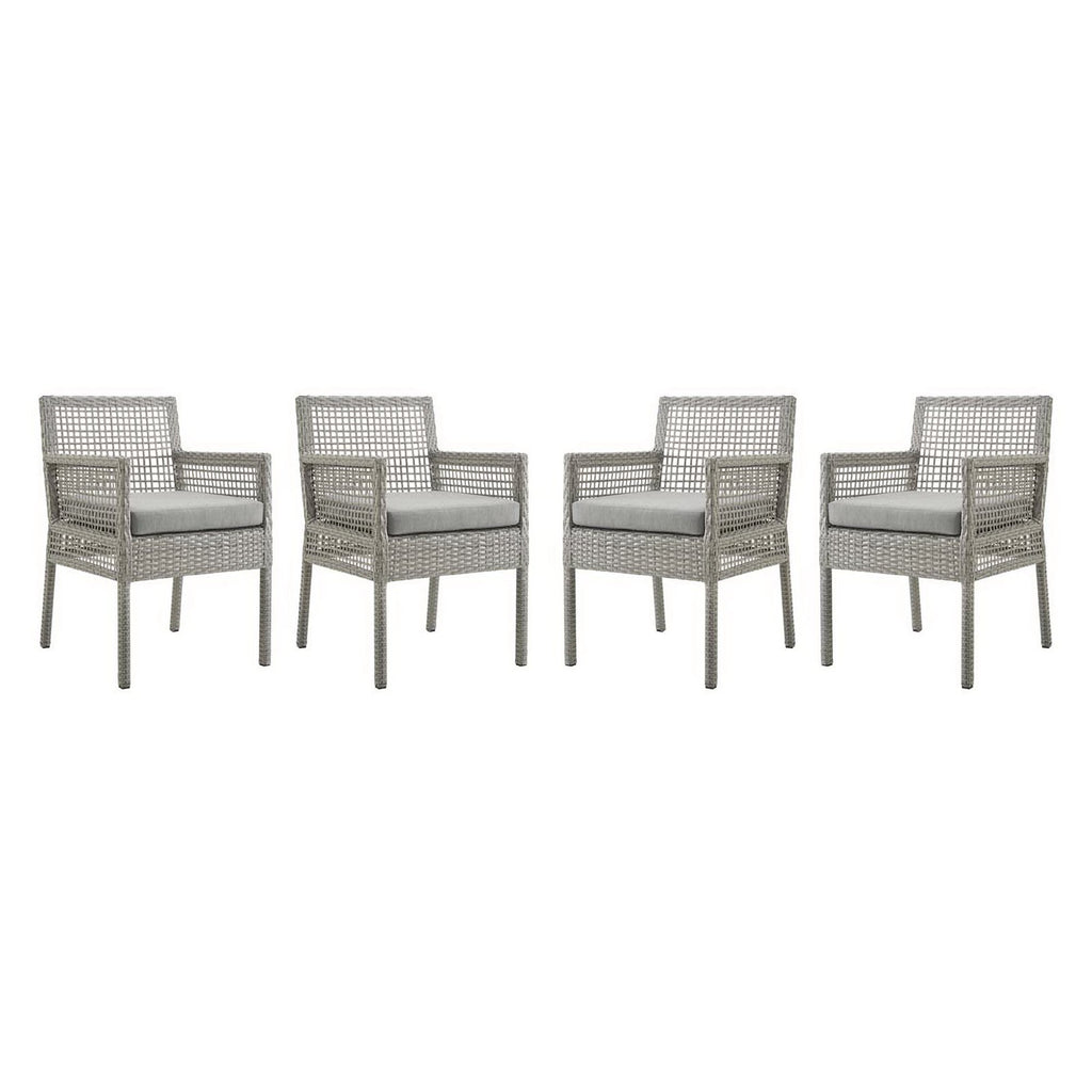 Aura Outdoor Patio Wicker Rattan Dining Armchair Set of 4 - Gray Gray