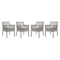 Aura Outdoor Patio Wicker Rattan Dining Armchair Set of 4 - Gray Gray
