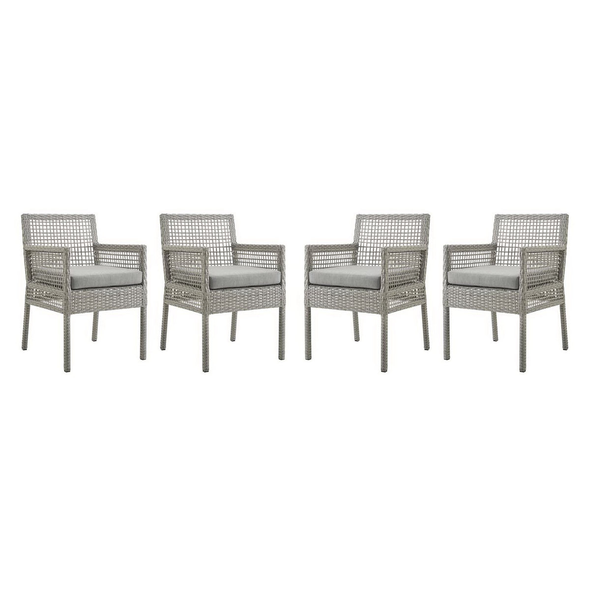 Aura Outdoor Patio Wicker Rattan Dining Armchair Set of 4 - Gray Gray