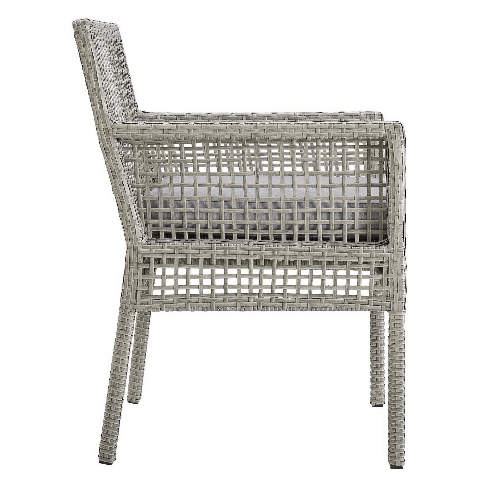 Aura Outdoor Patio Wicker Rattan Dining Armchair Set of 4 - Gray Gray
