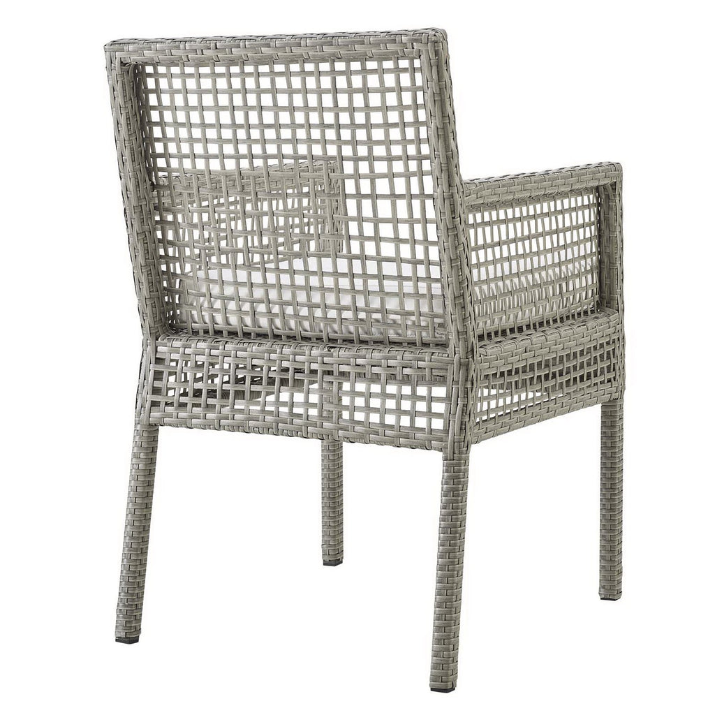 Aura Outdoor Patio Wicker Rattan Dining Armchair Set of 4 - Gray White