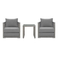 Aura 3 Piece Outdoor Patio Wicker Rattan Set - Gray Gray (2 Armchairs, Side Table)
