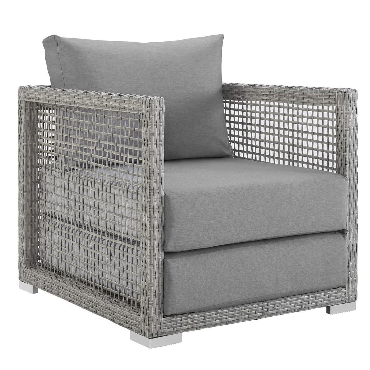 Aura 3 Piece Outdoor Patio Wicker Rattan Set - Gray Gray (2 Armchairs, Side Table)