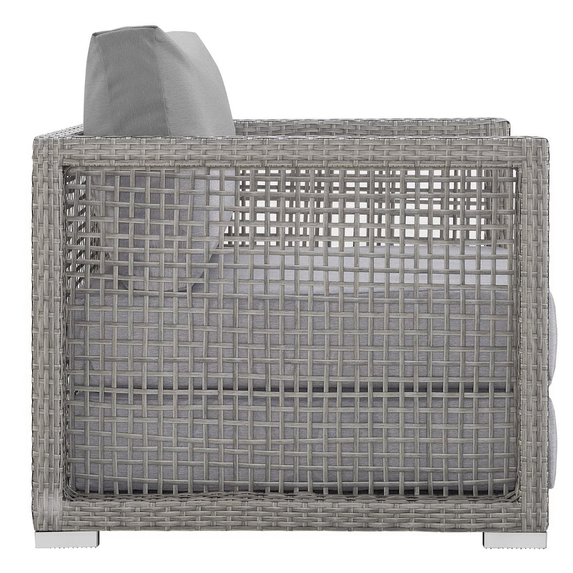 Aura 3 Piece Outdoor Patio Wicker Rattan Set - Gray Gray (2 Armchairs, Side Table)