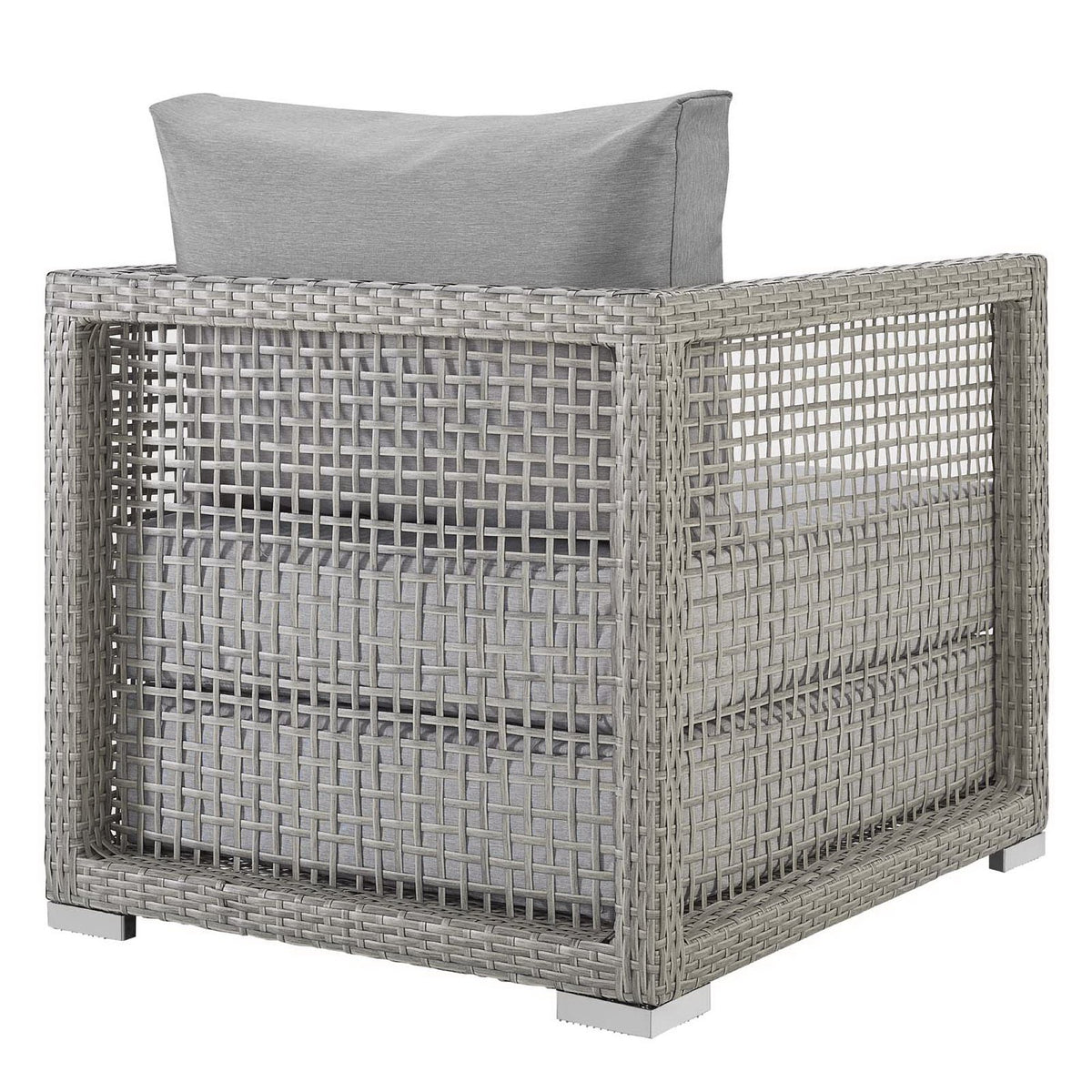 Aura 3 Piece Outdoor Patio Wicker Rattan Set - Gray Gray (2 Armchairs, Side Table)