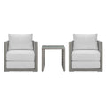 Aura 3 Piece Outdoor Patio Wicker Rattan Set - Gray White (2 Armchairs, Side Table)