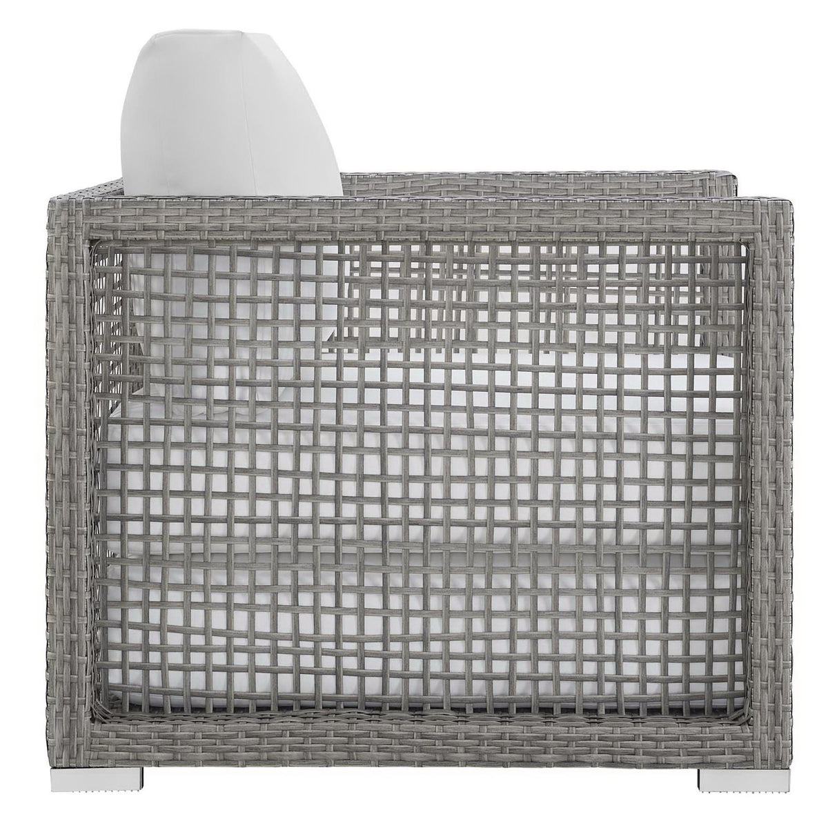 Aura 3 Piece Outdoor Patio Wicker Rattan Set - Gray White (2 Armchairs, Side Table)