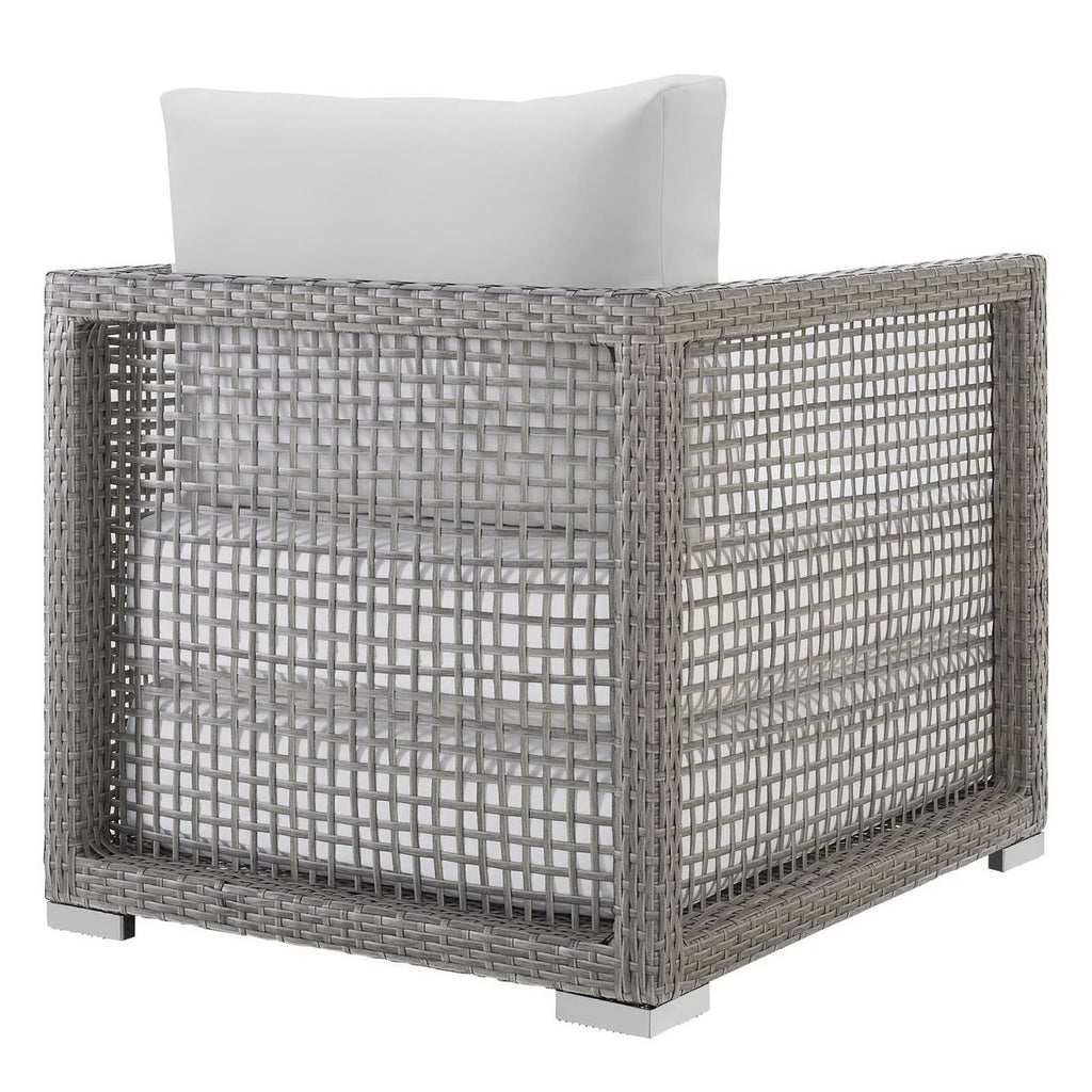 Aura 3 Piece Outdoor Patio Wicker Rattan Set - Gray White (2 Armchairs, Side Table)