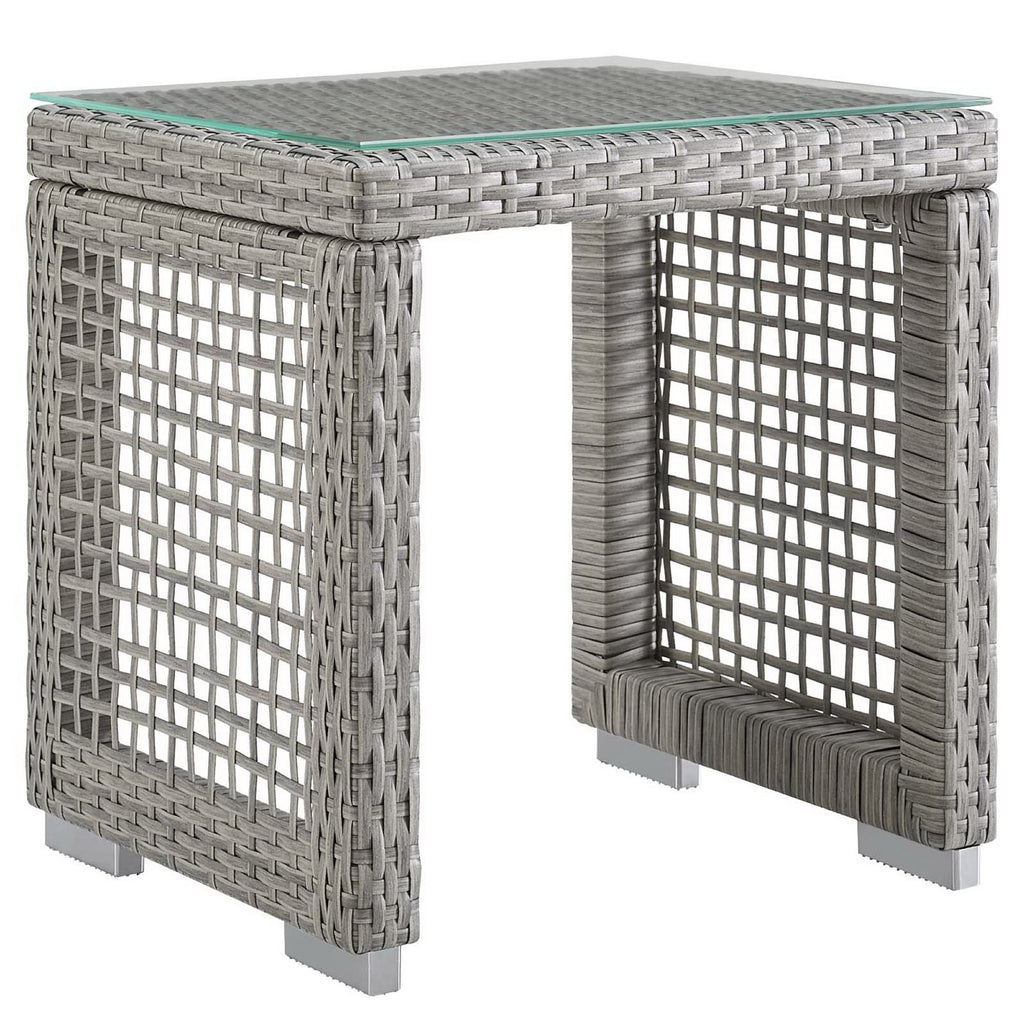 Aura 3 Piece Outdoor Patio Wicker Rattan Set - Gray White (2 Armchairs, Side Table)