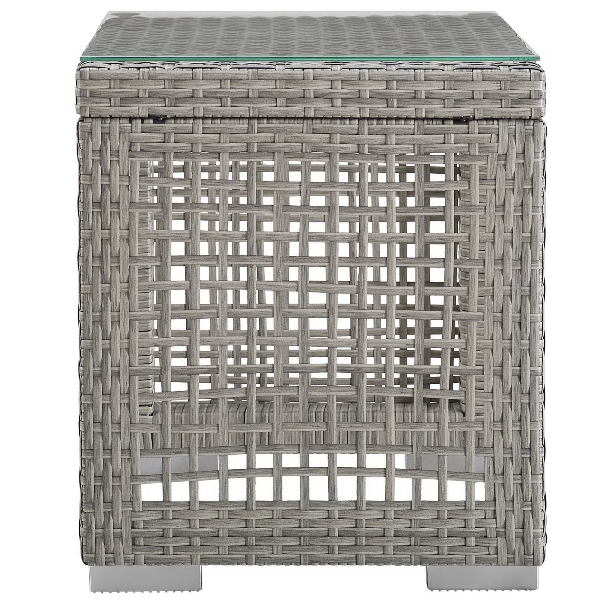 Aura 3 Piece Outdoor Patio Wicker Rattan Set - Gray White (2 Armchairs, Side Table)
