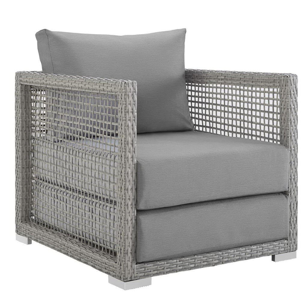 Aura 4 Piece Outdoor Patio Wicker Rattan Set - Gray Gray