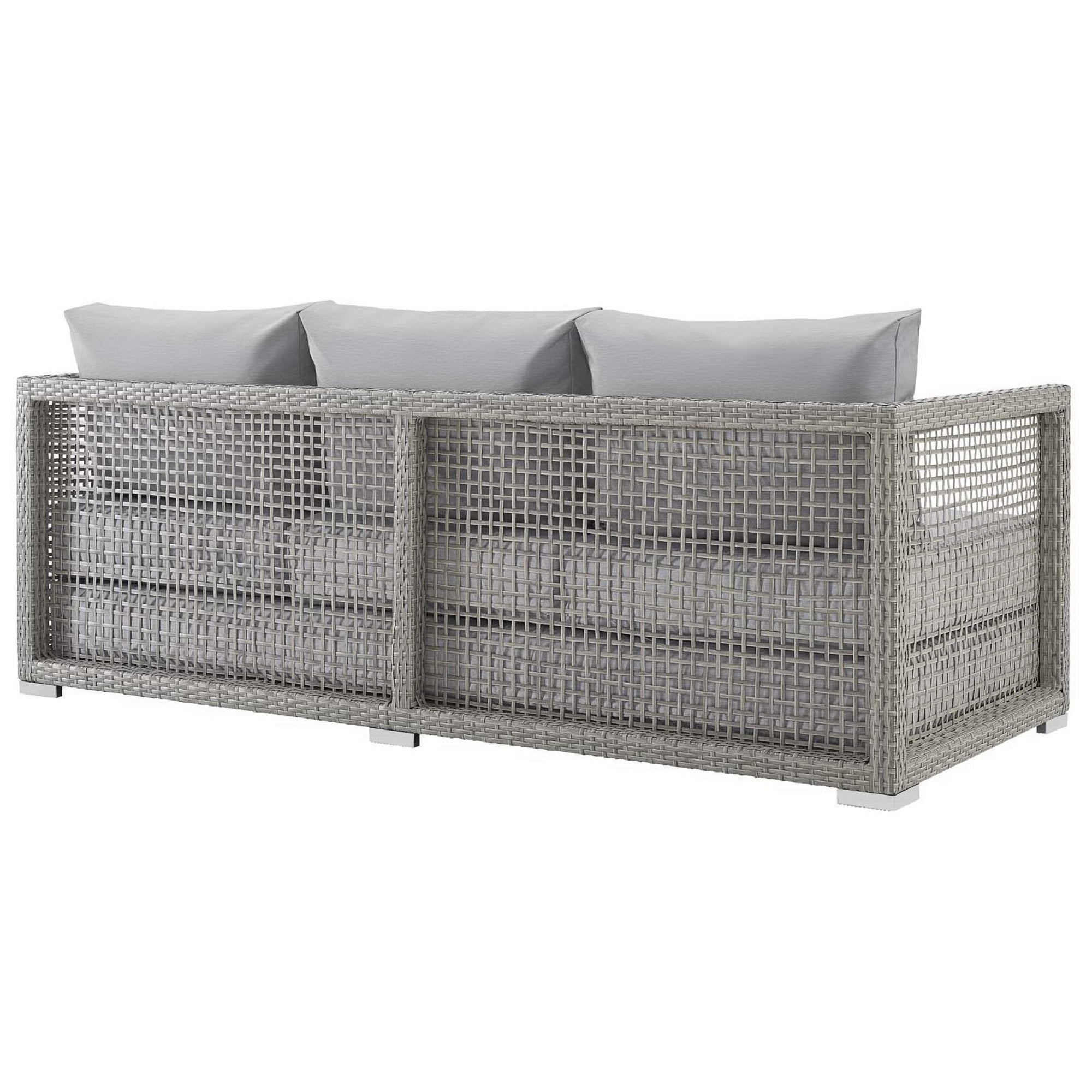 Aura 4 Piece Outdoor Patio Wicker Rattan Set - Gray Gray