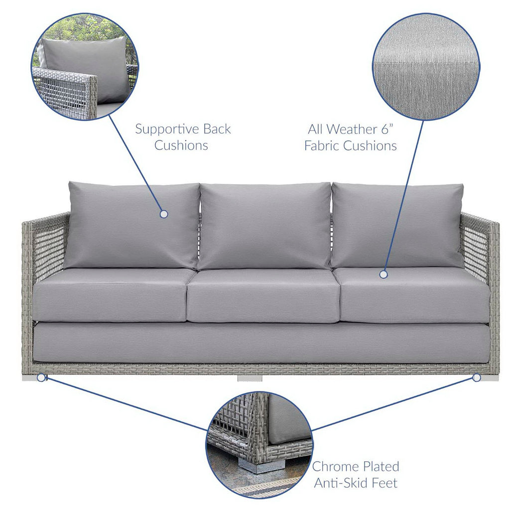 Aura 4 Piece Outdoor Patio Wicker Rattan Set - Gray Gray
