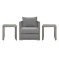 Aura 3 Piece Outdoor Patio Wicker Rattan Set - Gray Gray (Armchair, 2 Side Tables)