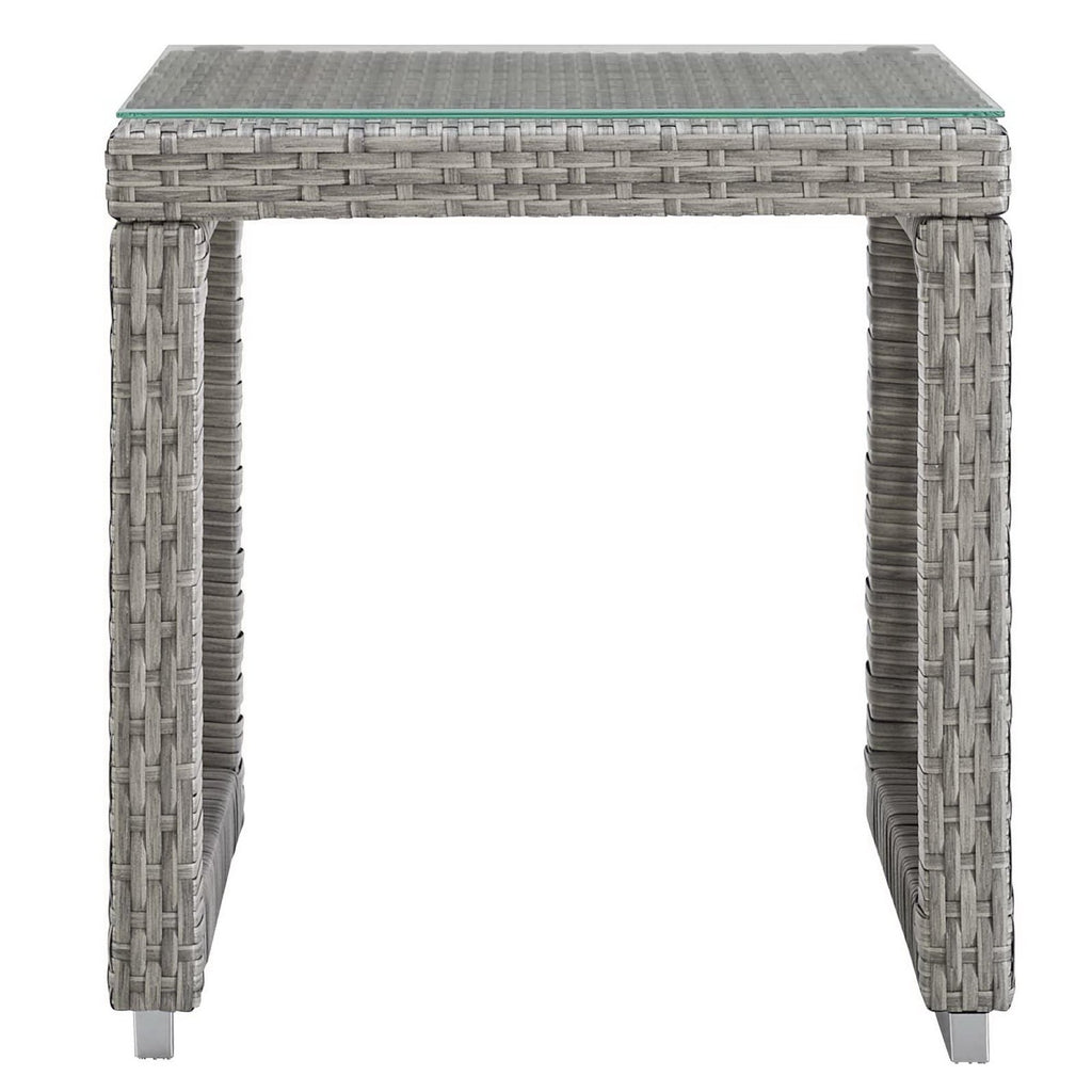 Aura 3 Piece Outdoor Patio Wicker Rattan Set - Gray Gray (Armchair, 2 Side Tables)