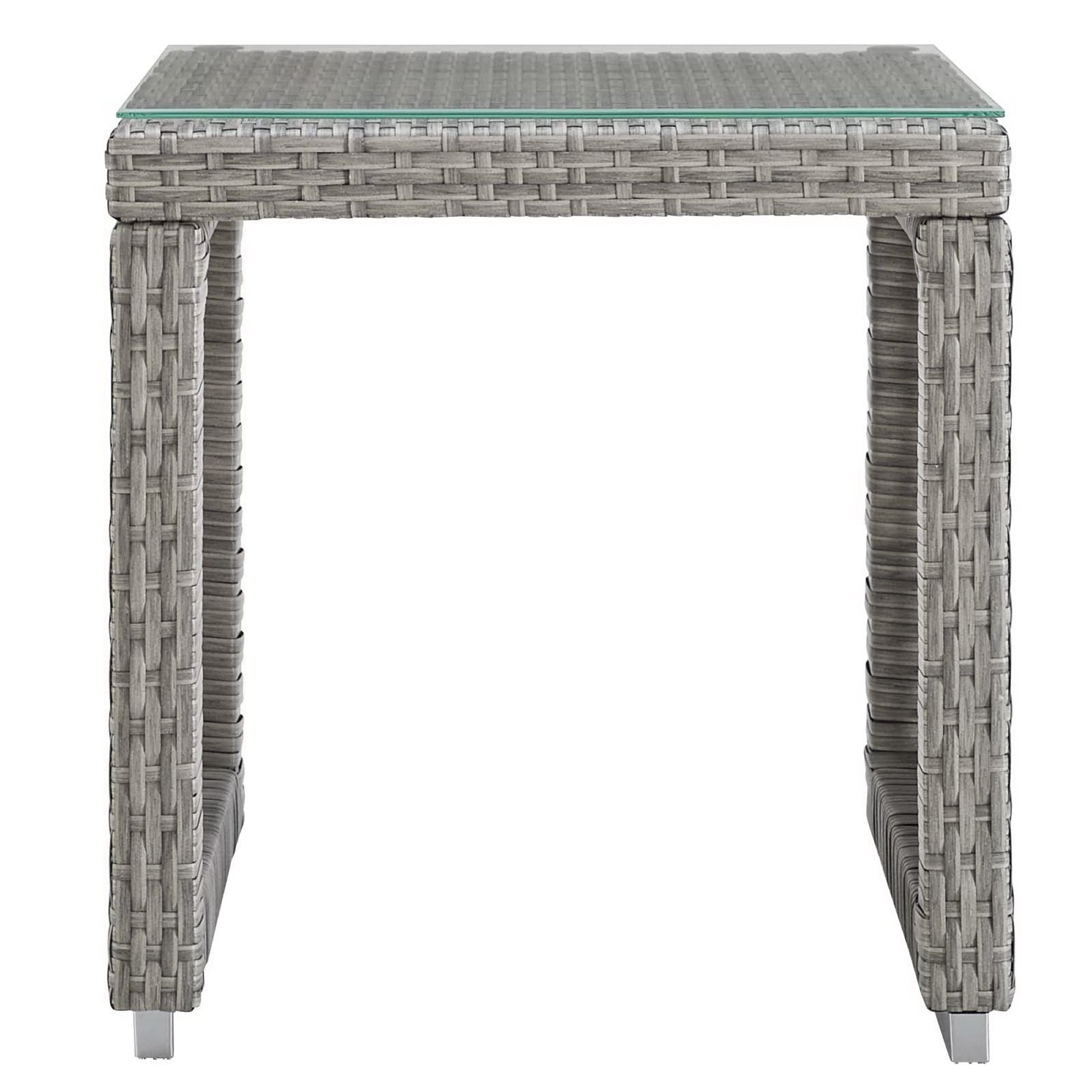 Aura 3 Piece Outdoor Patio Wicker Rattan Set - Gray Gray (Armchair, 2 Side Tables)