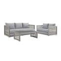 Aura 3 Piece Outdoor Patio Wicker Rattan Set - Gray Gray (Coffee Table, Loveseat, Sofa)