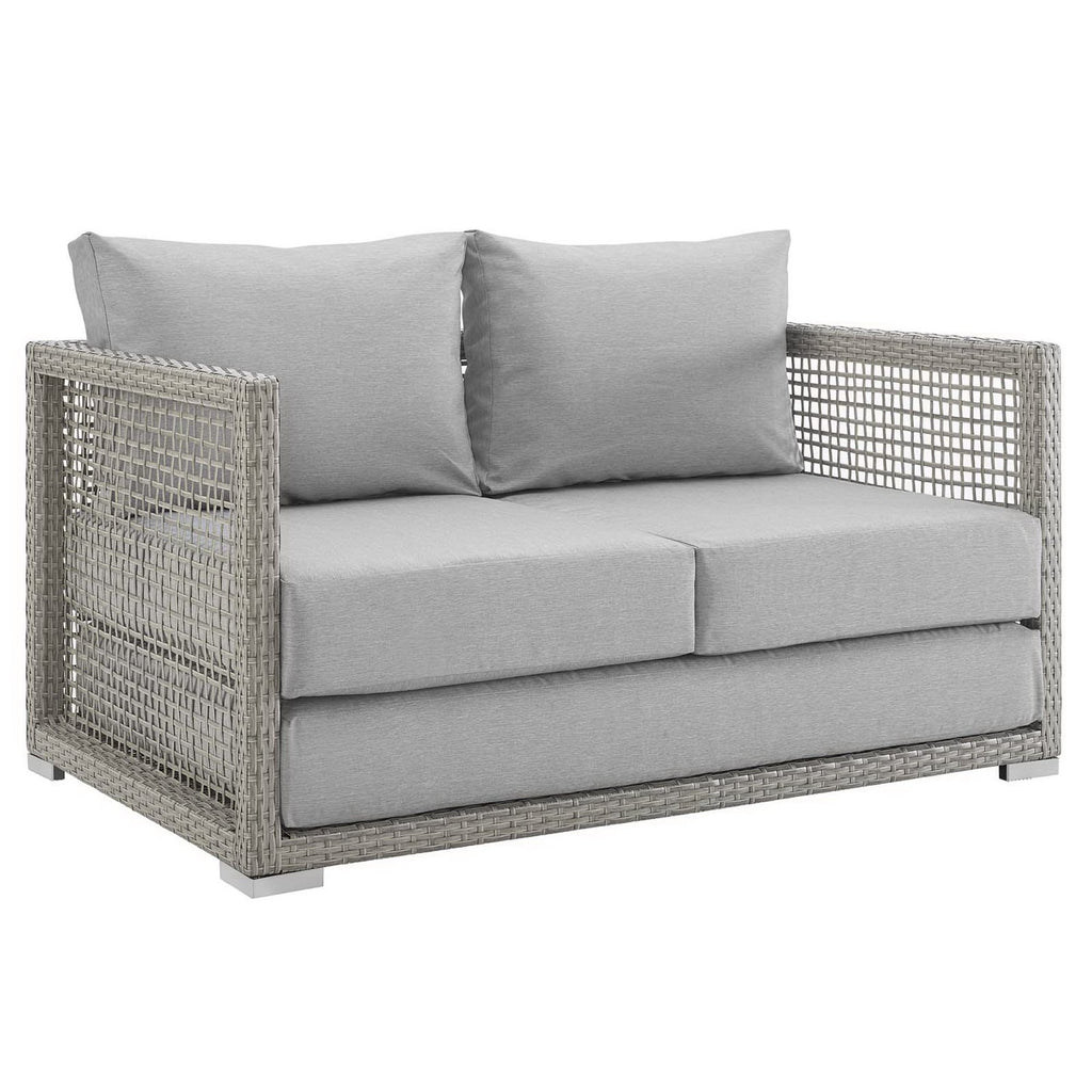 Aura 3 Piece Outdoor Patio Wicker Rattan Set - Gray Gray (Coffee Table, Loveseat, Sofa)