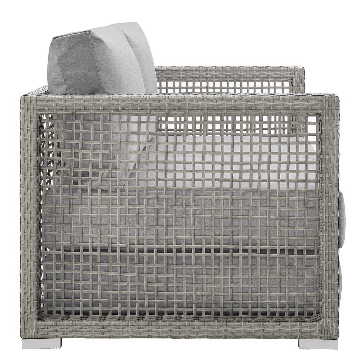 Aura 3 Piece Outdoor Patio Wicker Rattan Set - Gray Gray (Coffee Table, Loveseat, Sofa)