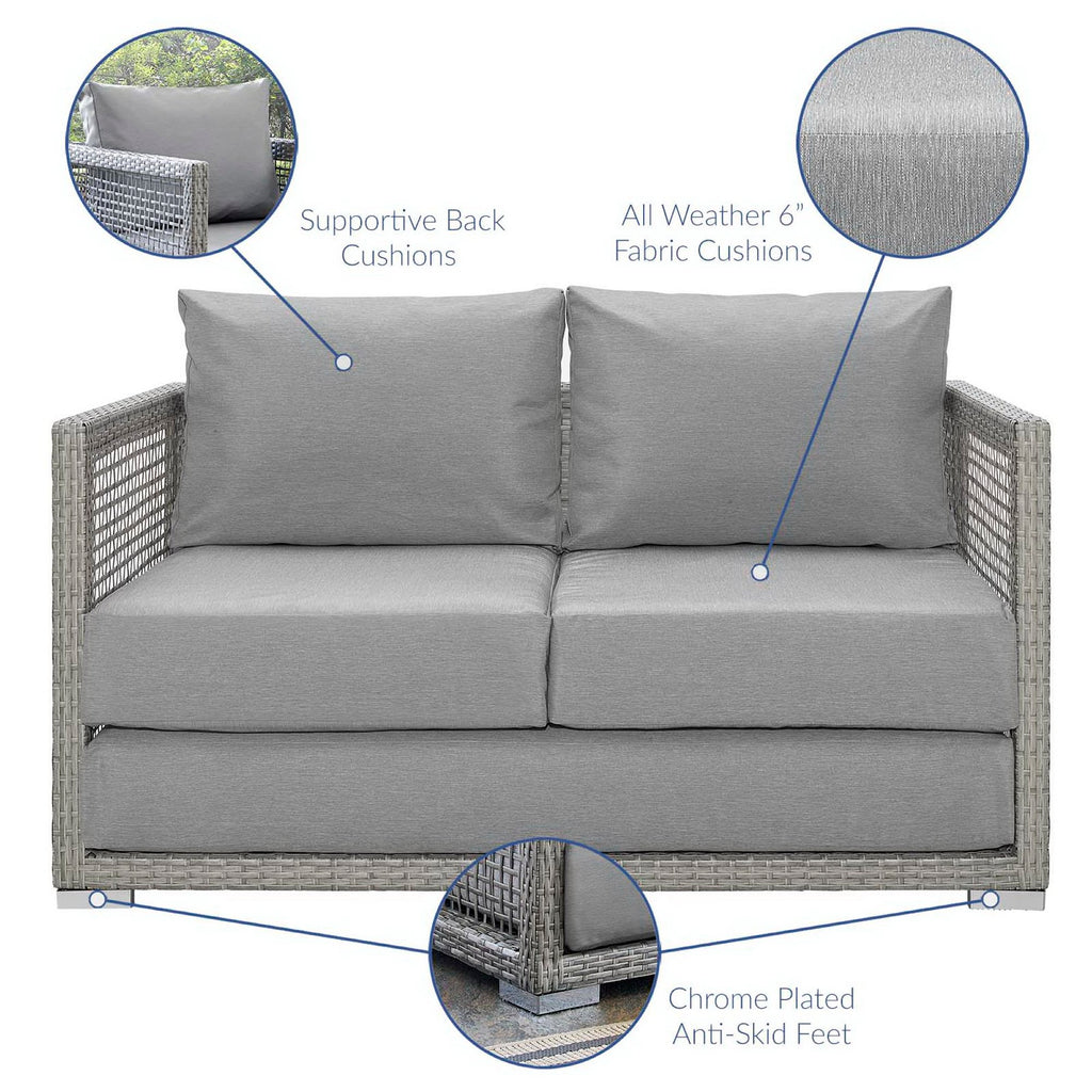 Aura 3 Piece Outdoor Patio Wicker Rattan Set - Gray Gray (Coffee Table, Loveseat, Sofa)