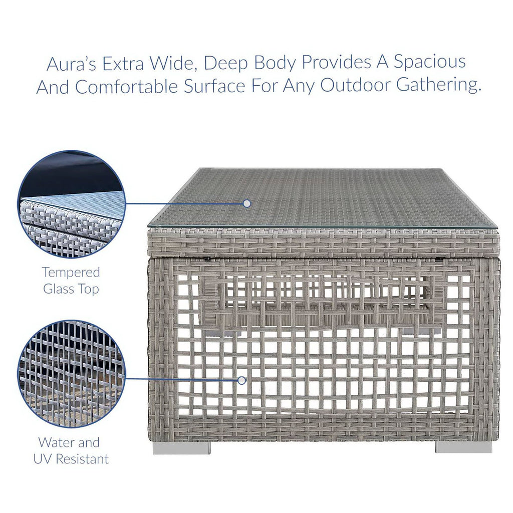 Aura 3 Piece Outdoor Patio Wicker Rattan Set - Gray Gray (Coffee Table, Loveseat, Sofa)