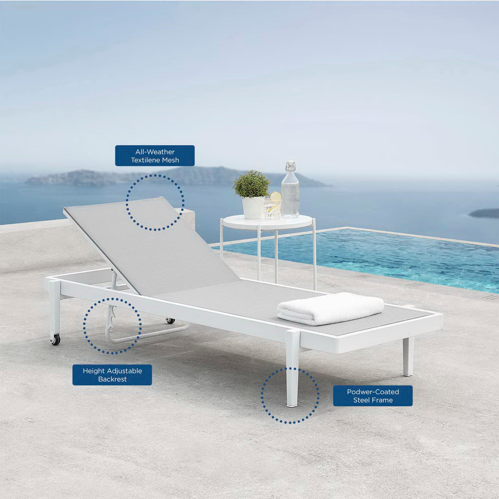 Charleston Outdoor Patio Chaise Lounge Chair - White Gray