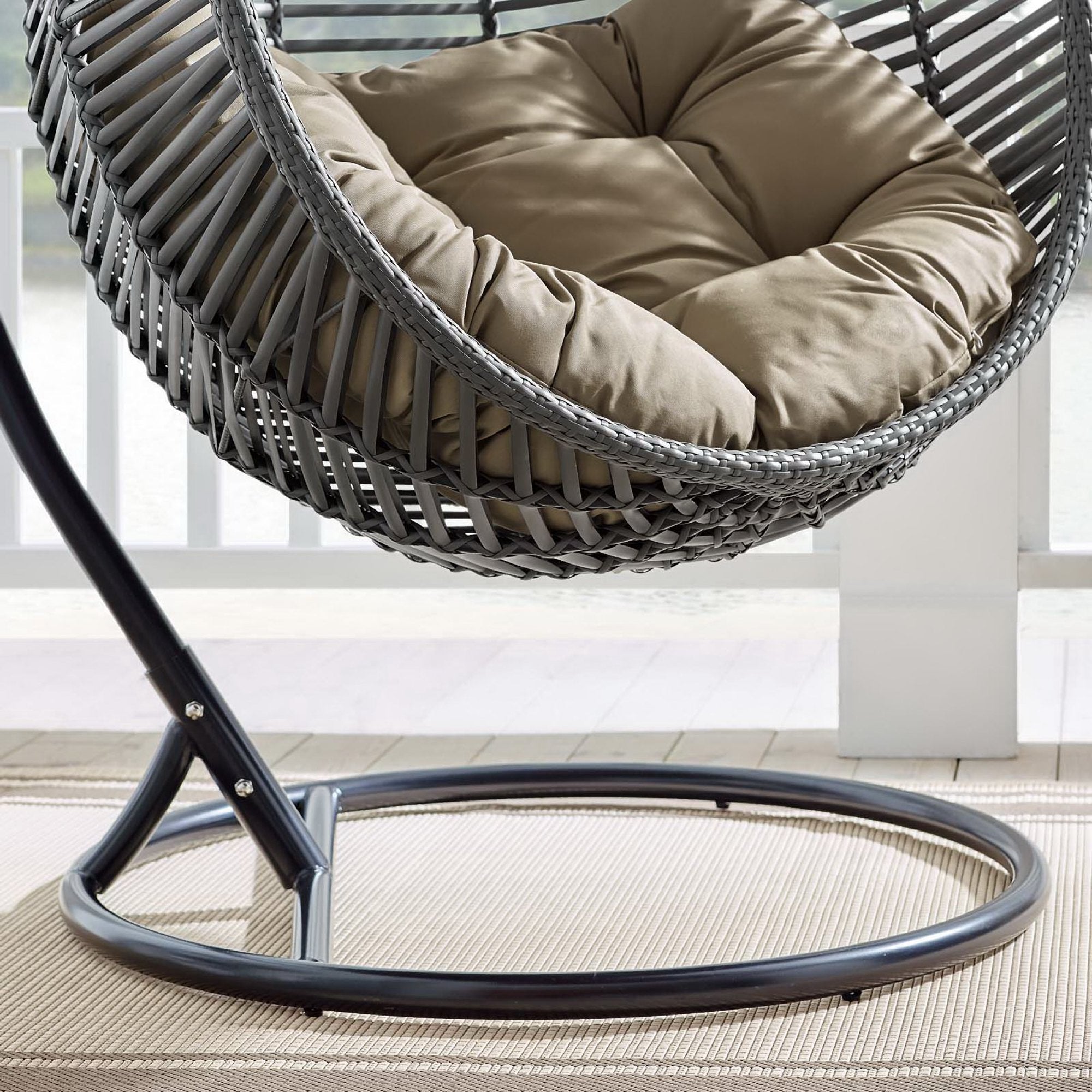 Garner Teardrop Outdoor Patio Swing Chair - Gray Mocha