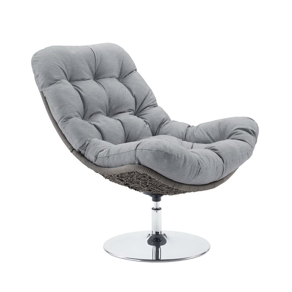Brighton Wicker Rattan Outdoor Patio Swivel Lounge Chair - Light Gray Gray