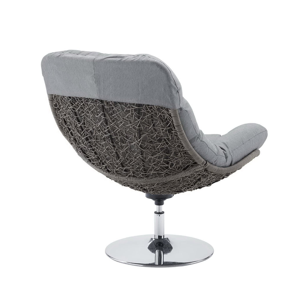 Brighton Wicker Rattan Outdoor Patio Swivel Lounge Chair - Light Gray Gray