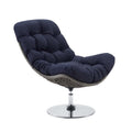 Brighton Wicker Rattan Outdoor Patio Swivel Lounge Chair - Light Gray Navy